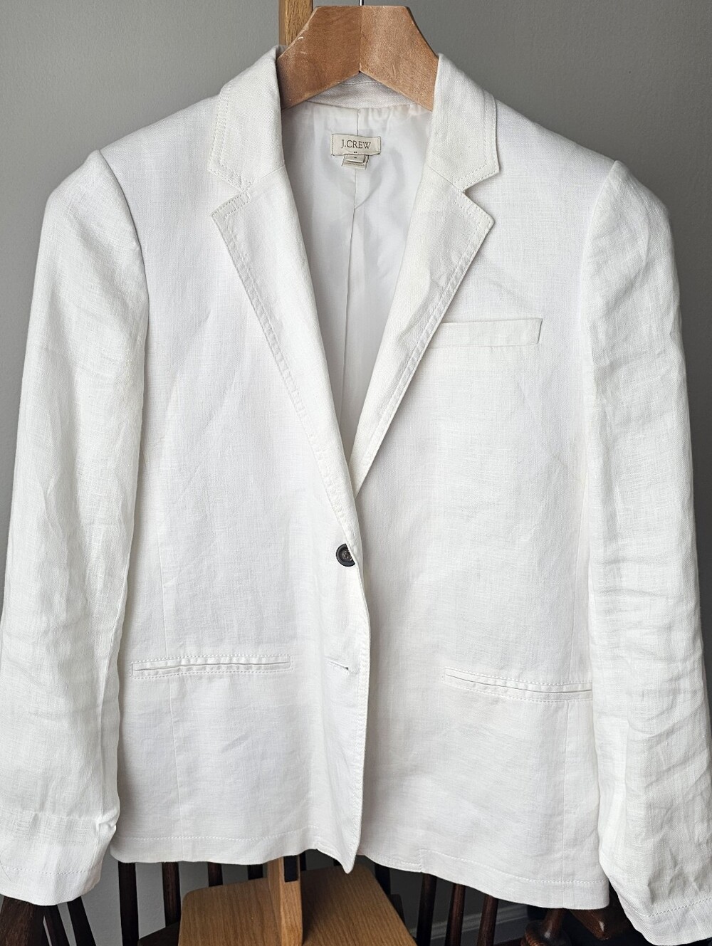 J. Crew Women’s Sz 8 White 100% Linen Blazer
